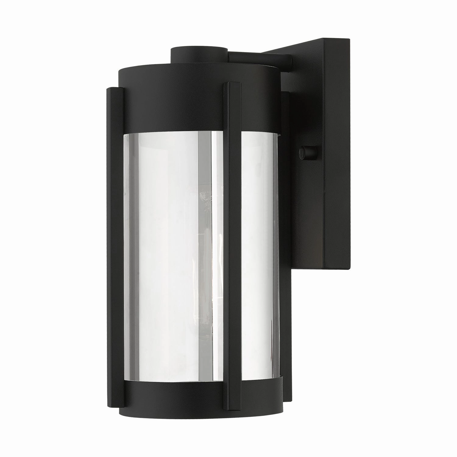 Sheridan One Light Outdoor Wall Lantern Black w/ Brushed NickelsOutdoor wall sconces with motion sensor