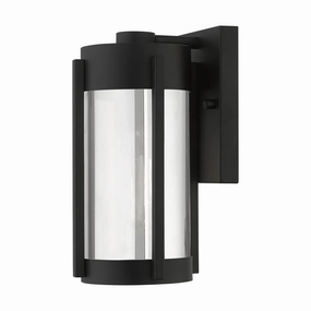 Sheridan One Light Outdoor Wall Lantern Black w/ Brushed NickelsOutdoor wall sconces with motion sensor