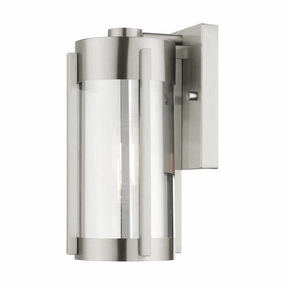 Sheridan One Light Outdoor Wall Lantern Brushed NickelOutdoor wall sconces with motion sensor