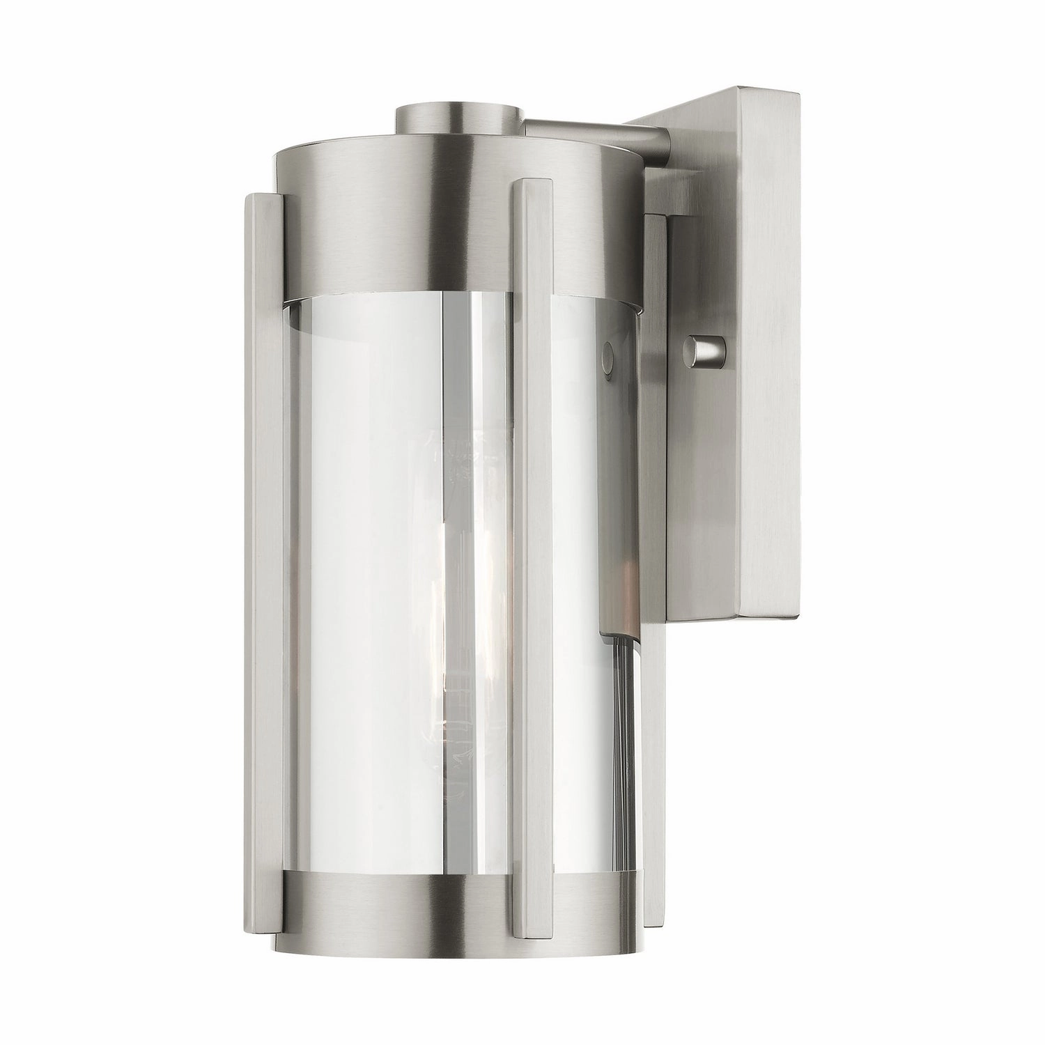 Sheridan One Light Outdoor Wall Lantern Brushed NickelOutdoor wall sconces with motion sensor
