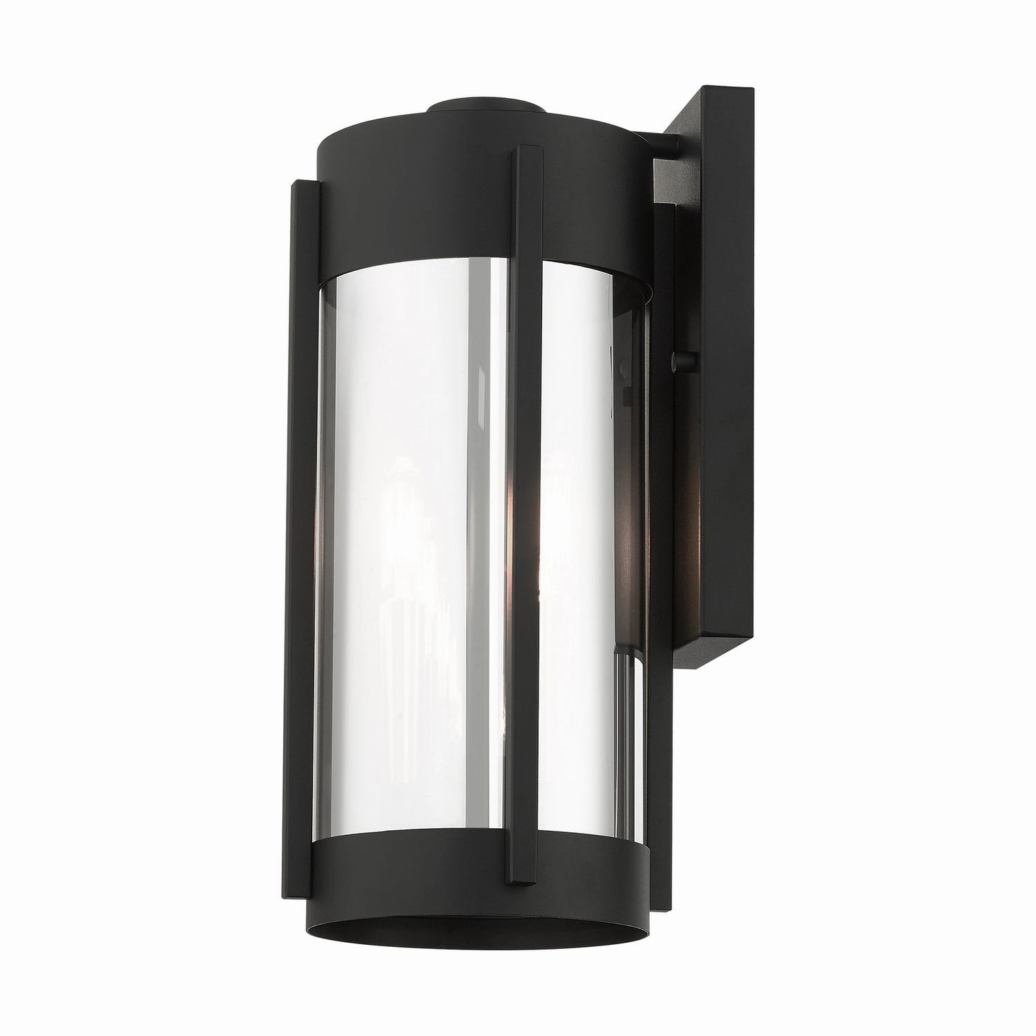 Sheridan Two Light Outdoor Wall Lantern Black w/ Brushed Nickels
