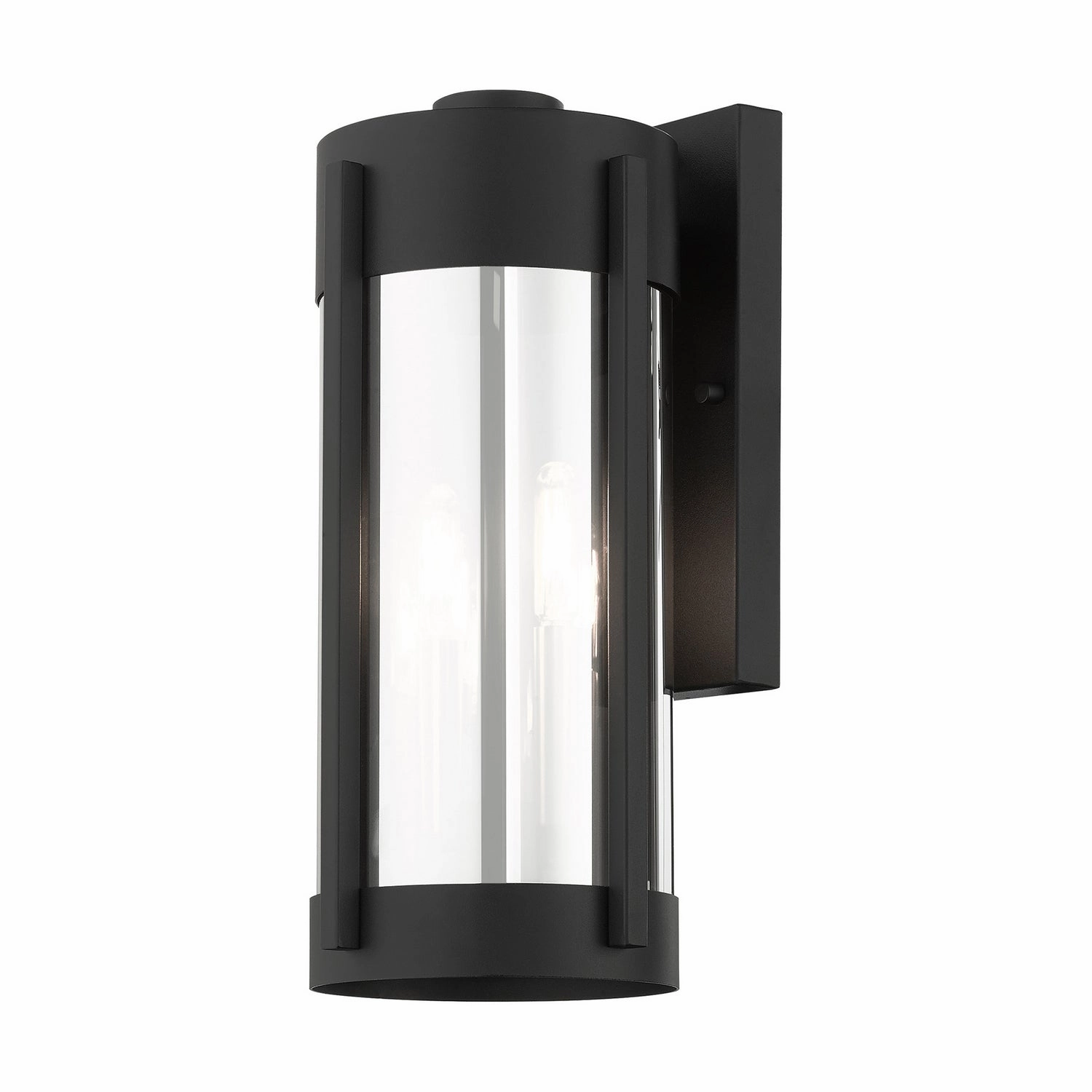 Sheridan Two Light Outdoor Wall Lantern Black w/ Brushed Nickels
