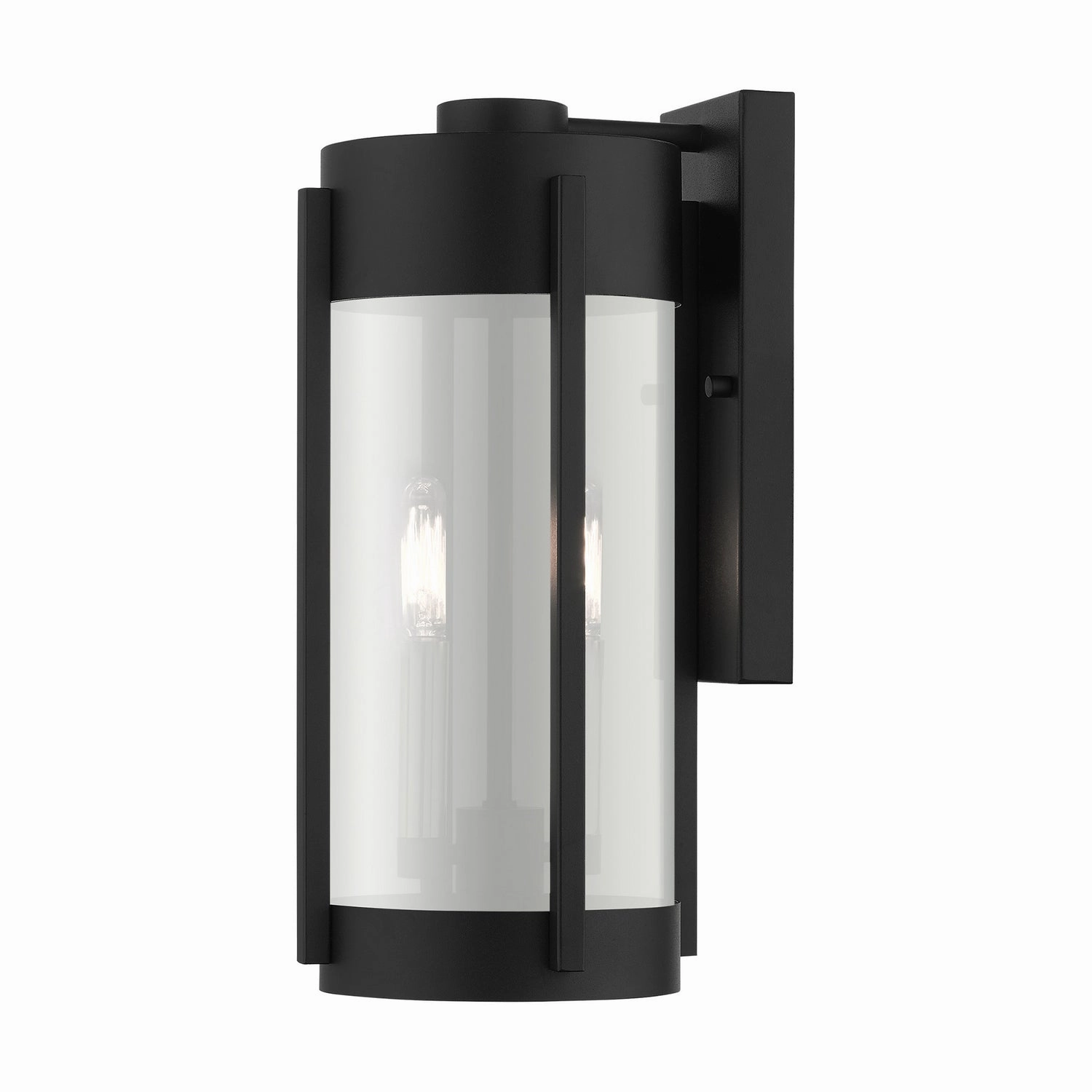 Sheridan Two Light Outdoor Wall Lantern Black w/ Brushed NickelsOutdoor wall sconces with motion sensor