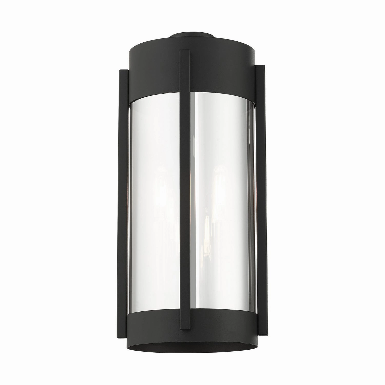 Sheridan Two Light Outdoor Wall Lantern Black w/ Brushed Nickels