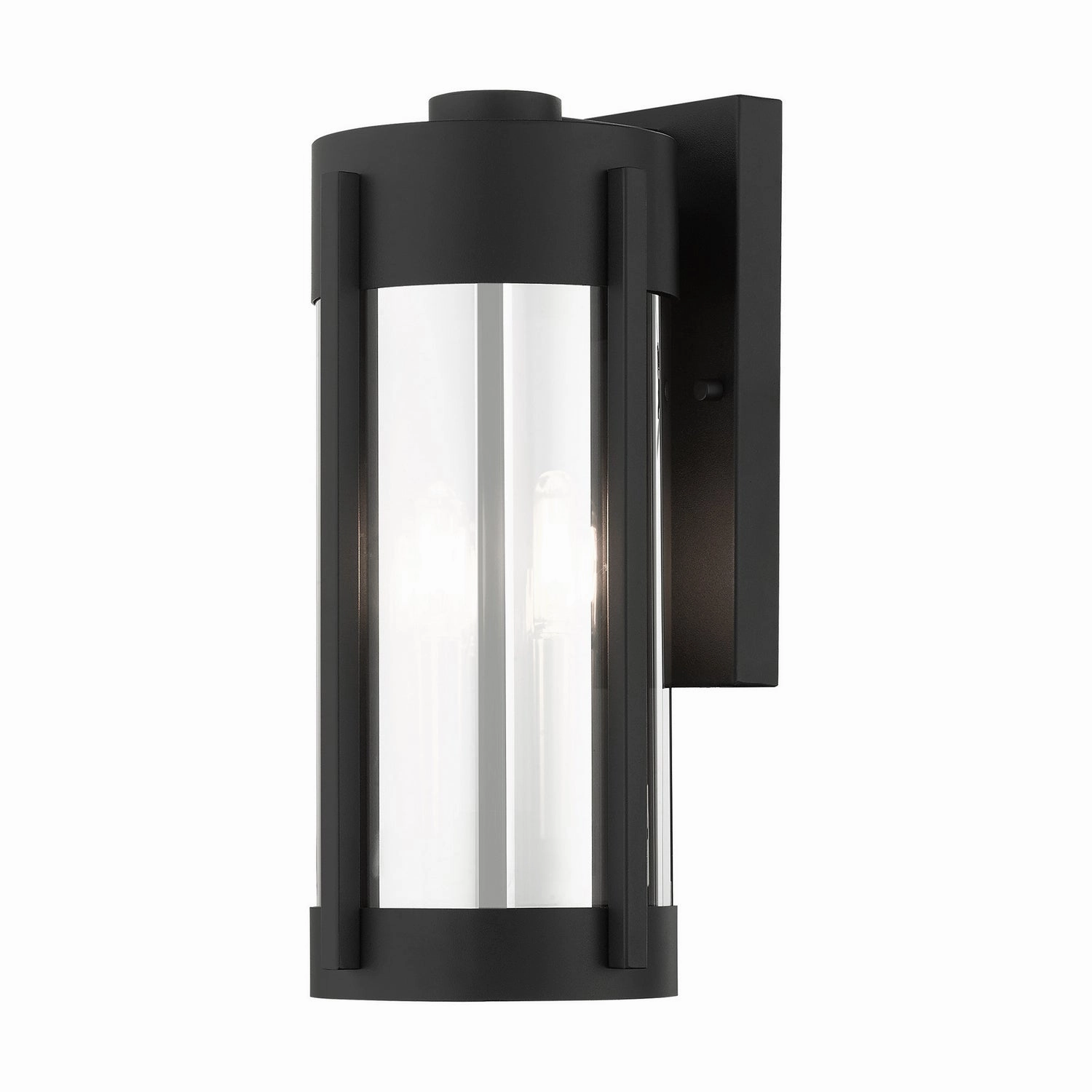 Sheridan Two Light Outdoor Wall Lantern Black w/ Brushed Nickels