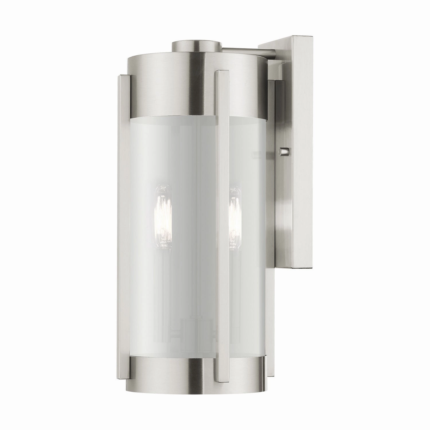 Sheridan Two Light Outdoor Wall Lantern Brushed NickelOutdoor wall sconces with motion sensor