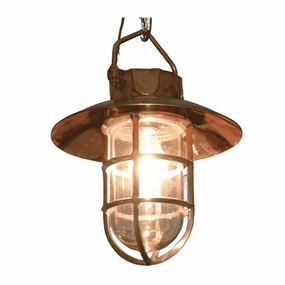 Ship Brass Hanging Light With ShadeWeatherproof outdoor lighting