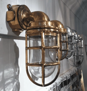 Ship Passageway Lights - 90 Degrees in Brass FinishWeatherproof outdoor lighting
