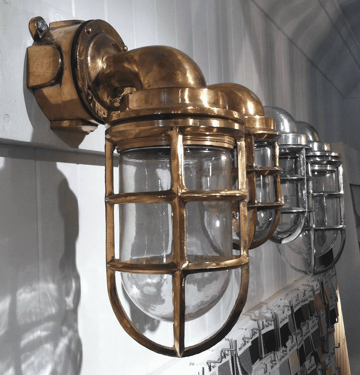 Ship Passageway Lights - 90 Degrees in Brass FinishWeatherproof outdoor lighting