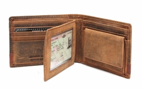 Dont Miss Out Johnny Black Rugged Leather 9Cc Flap Wallet | Brown - "Big 5 Detail"