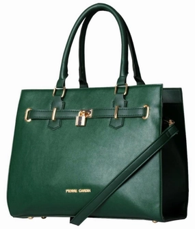 Pierre Cardin Becky Structured Satchel Handbag | Green Hot Offer Event Surprise Discount Today