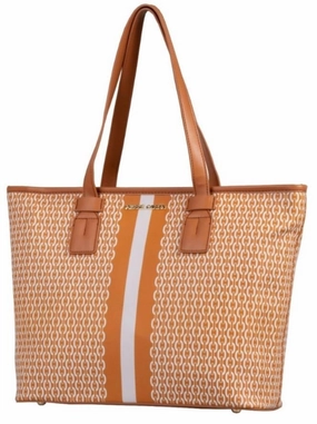 Instant Discount EndofWeek Deals Pierre Cardin Mikayla Printed Tote Handbag | Tan