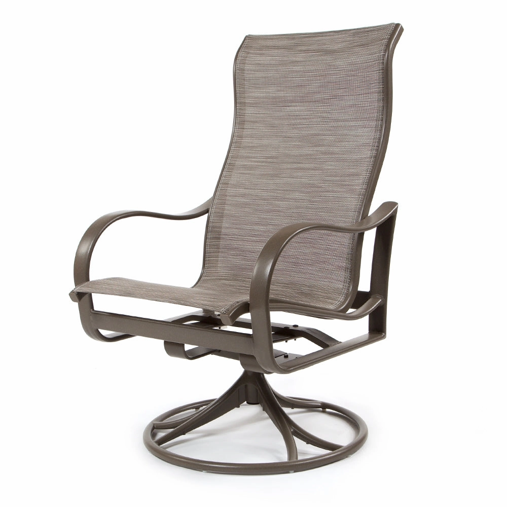 Shoreline Sling High Back Swivel Rockeroutdoor dining chair with armrests