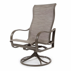 Shoreline Sling High Back Swivel Rockeroutdoor dining chair with armrests