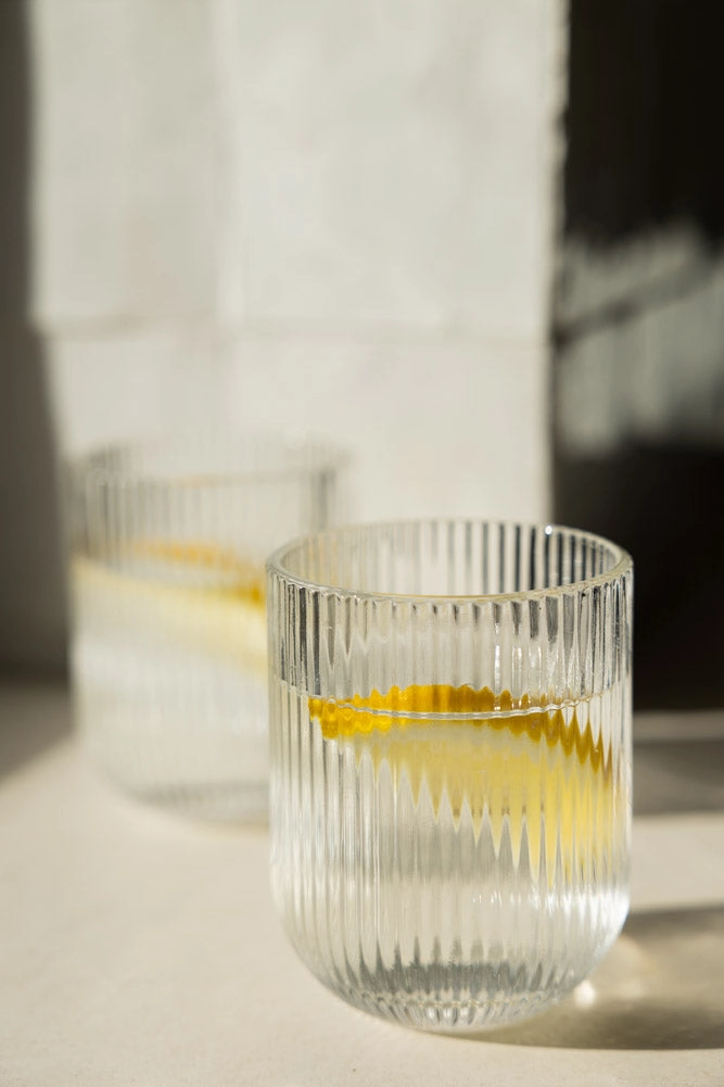 Short Ribbed Tumbler Glass