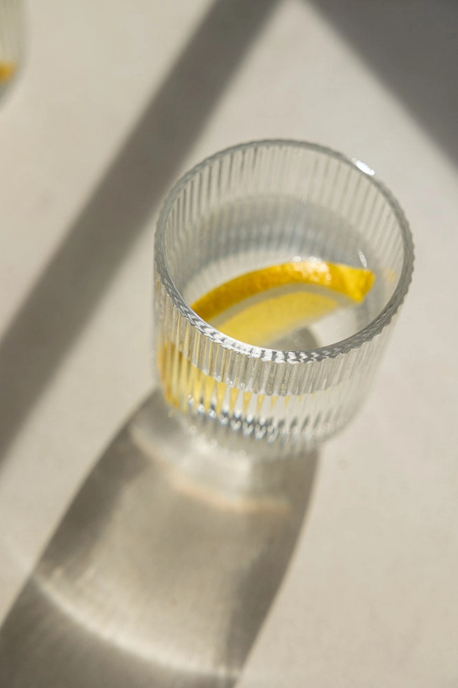 Short Ribbed Tumbler Glass