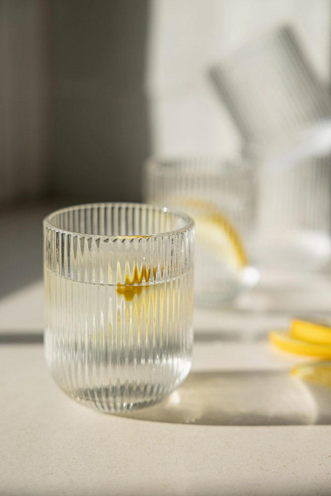 Short Ribbed Tumbler Glass