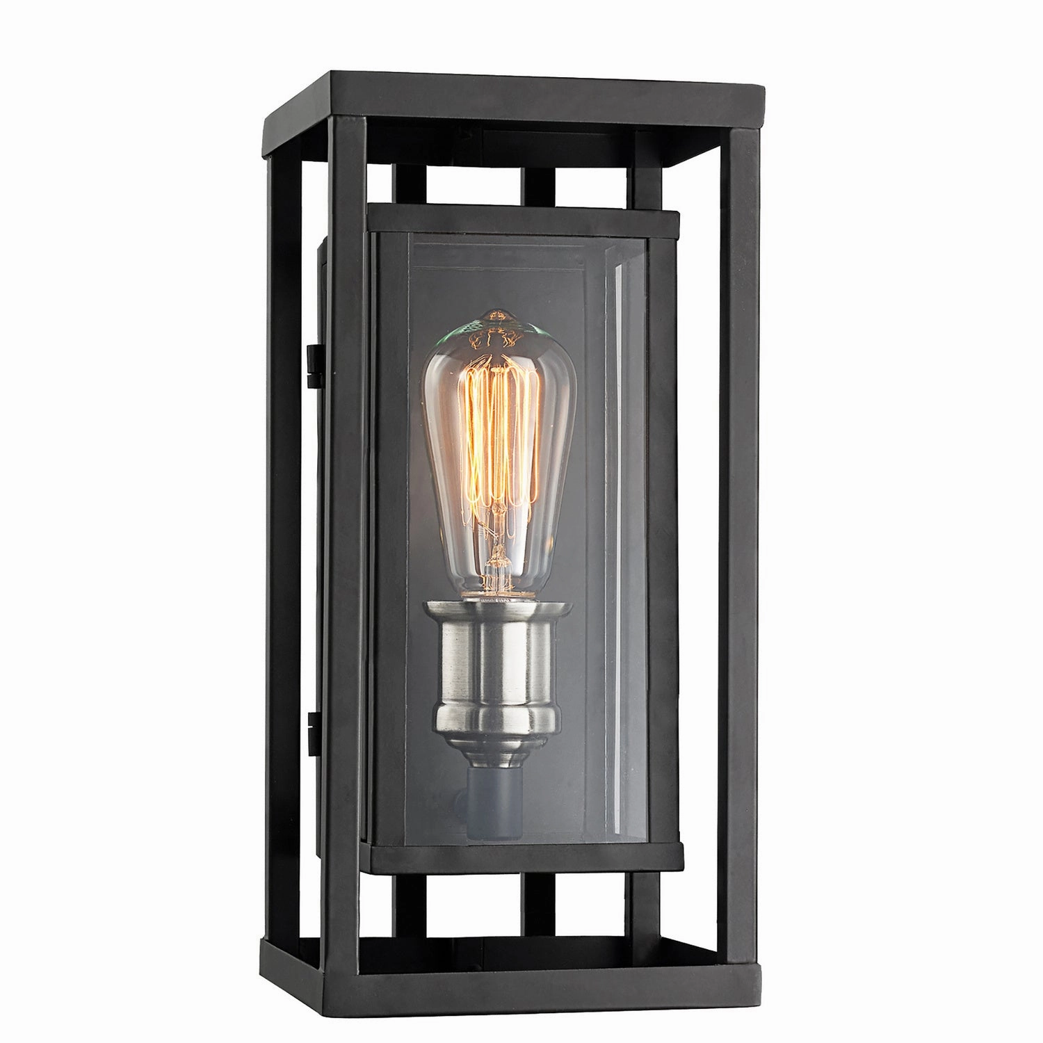 Showcase One Light Wall Lantern Black/Brushed Nickel CupOutdoor wall sconces with motion sensor