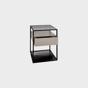 Siena - Lamp Table In Smoked Toughened Glass & Black Frameoutdoor side table for patio furniture