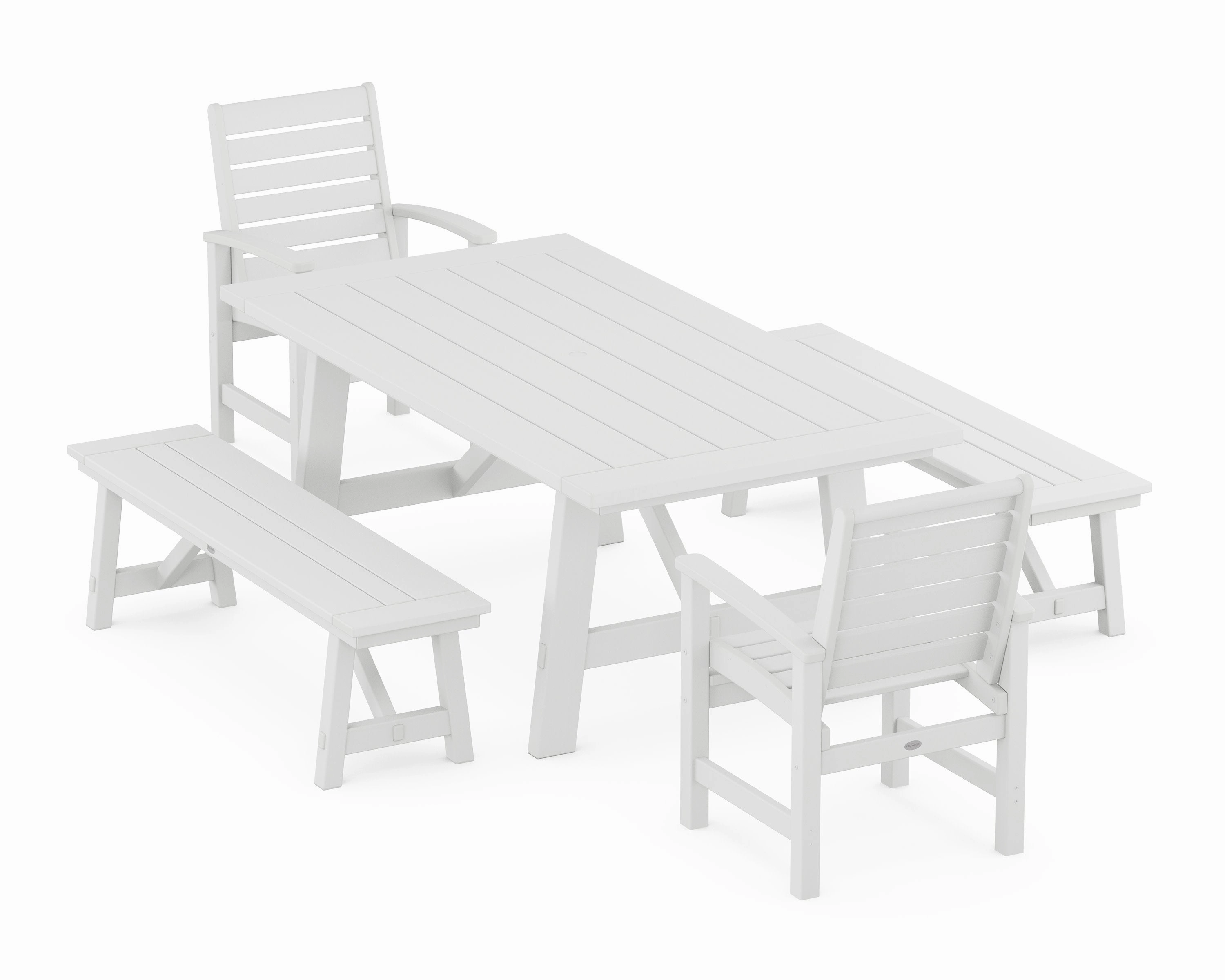 Signature 5-Piece Rustic Farmhouse Dining Set With Benches