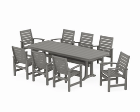 Signature 9-Piece Dining Set with Trestle Legsoutdoor patio furniture set
