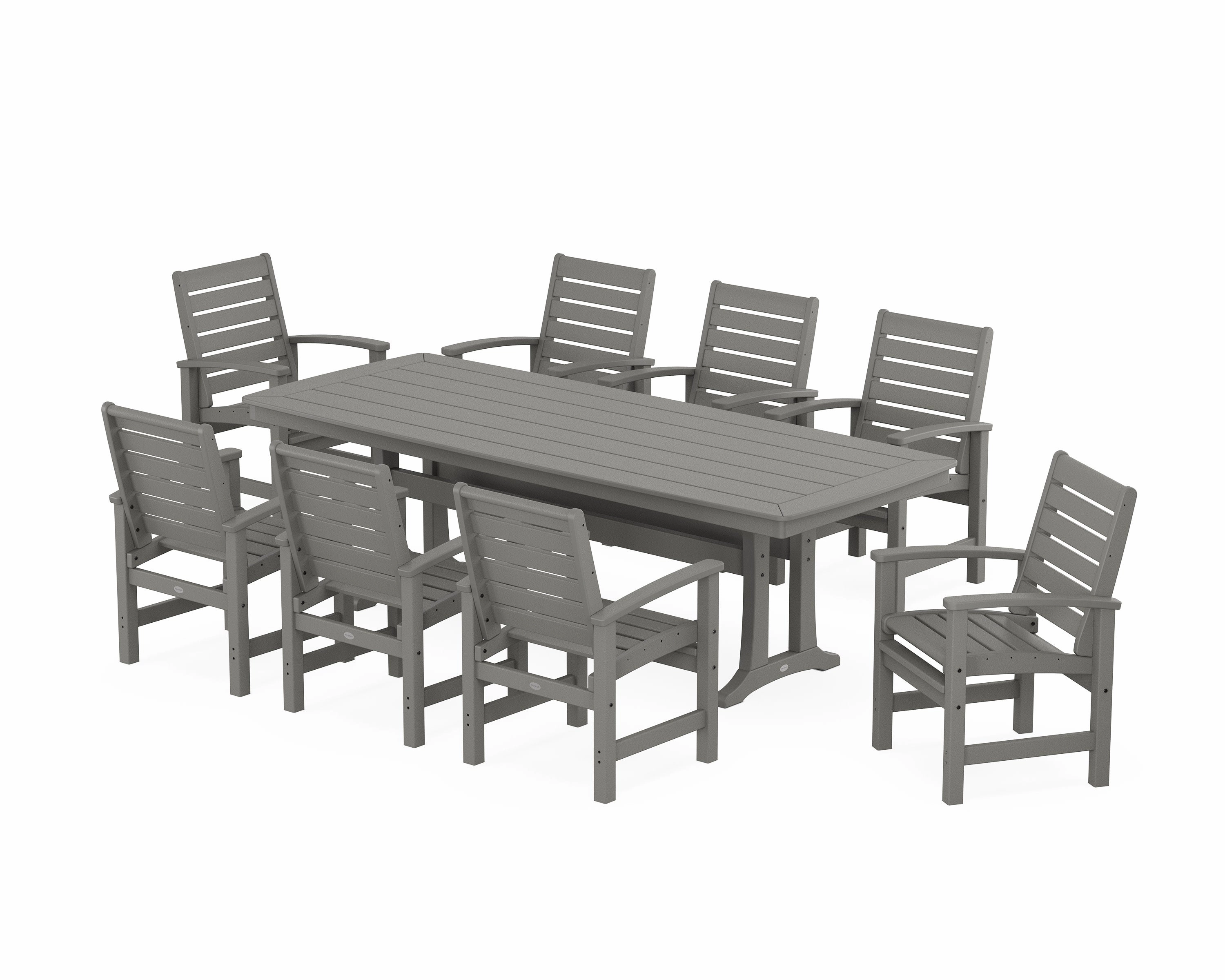 Signature 9-Piece Dining Set with Trestle Legsoutdoor patio furniture set