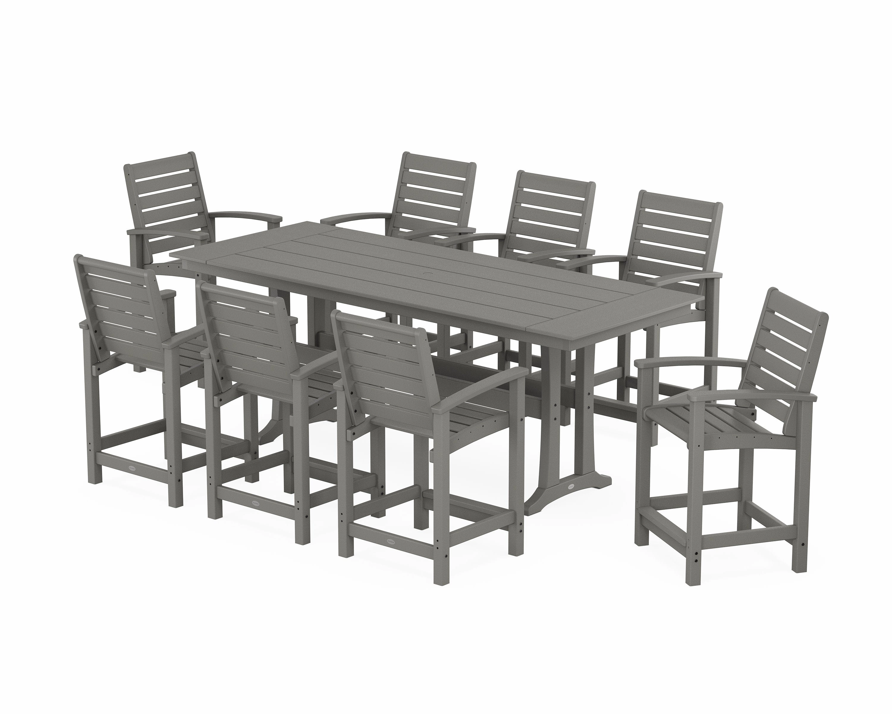 Signature 9-Piece Farmhouse Counter Set with Trestle Legsoutdoor patio furniture set