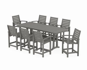 Signature 9-Piece Farmhouse Counter Set with Trestle Legsoutdoor patio furniture set