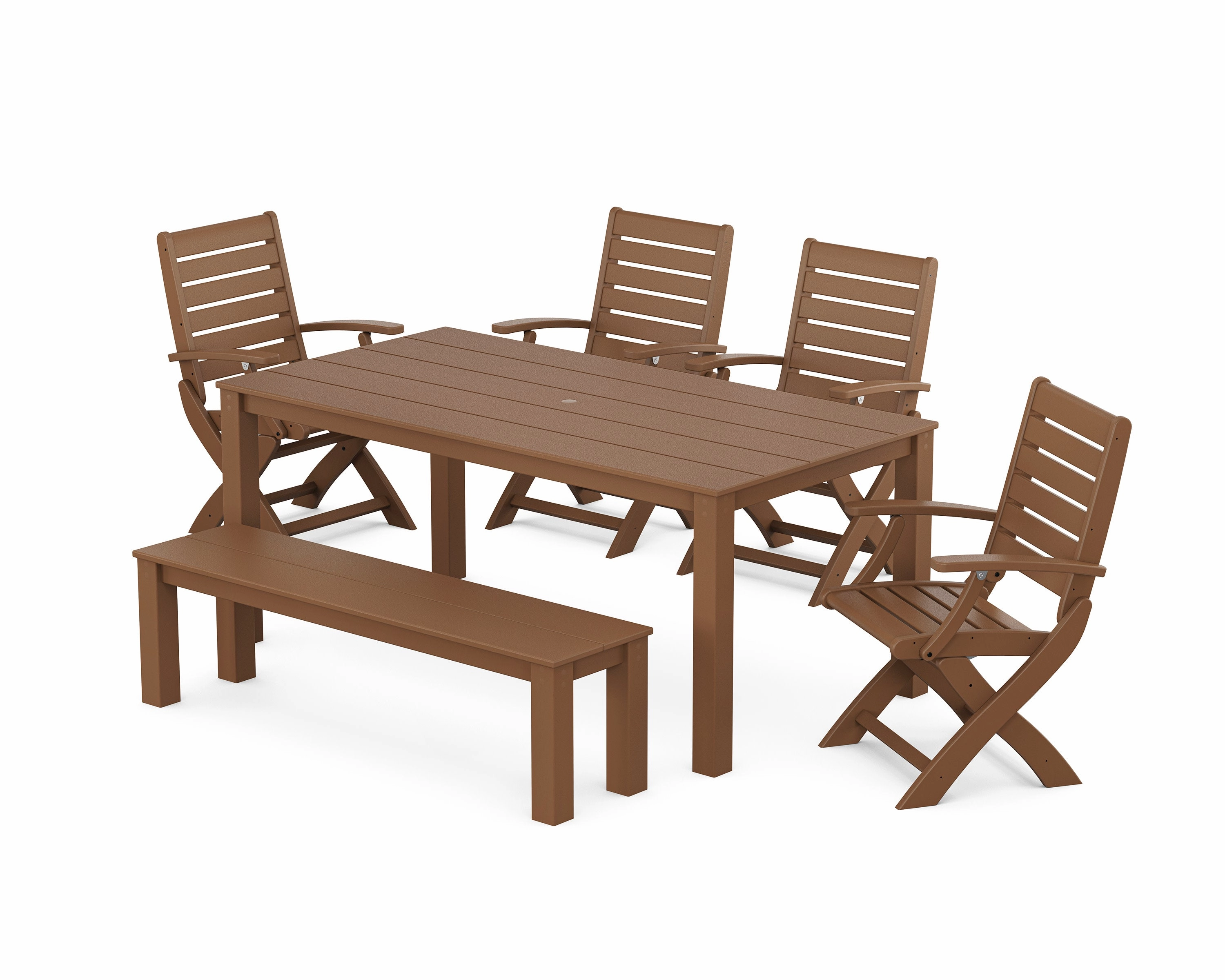 Signature Folding Chair 6-Piece Parsons Dining Set with Bench
