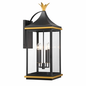 Simpson Four Light Outdoor Wall Sconce Matte Black   Textured GoldOutdoor wall sconces with motion sensor