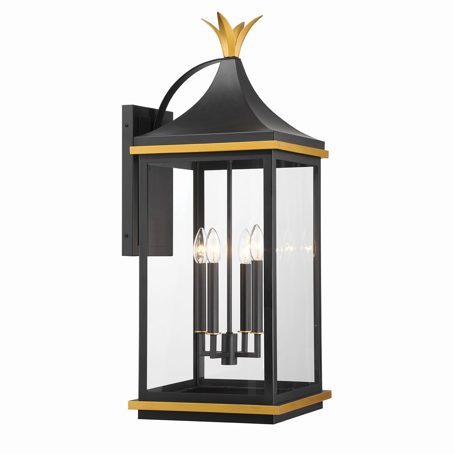 Simpson Four Light Outdoor Wall Sconce Matte Black   Textured GoldOutdoor wall sconces with motion sensor