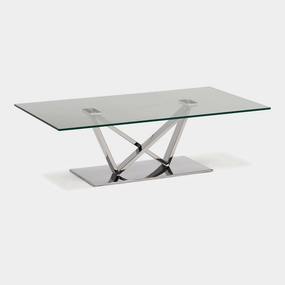 Sirocco - Coffee Table In Clear Toughened Glass & Polished Stainless Steel Baseoutdoor coffee table for patio or lounge