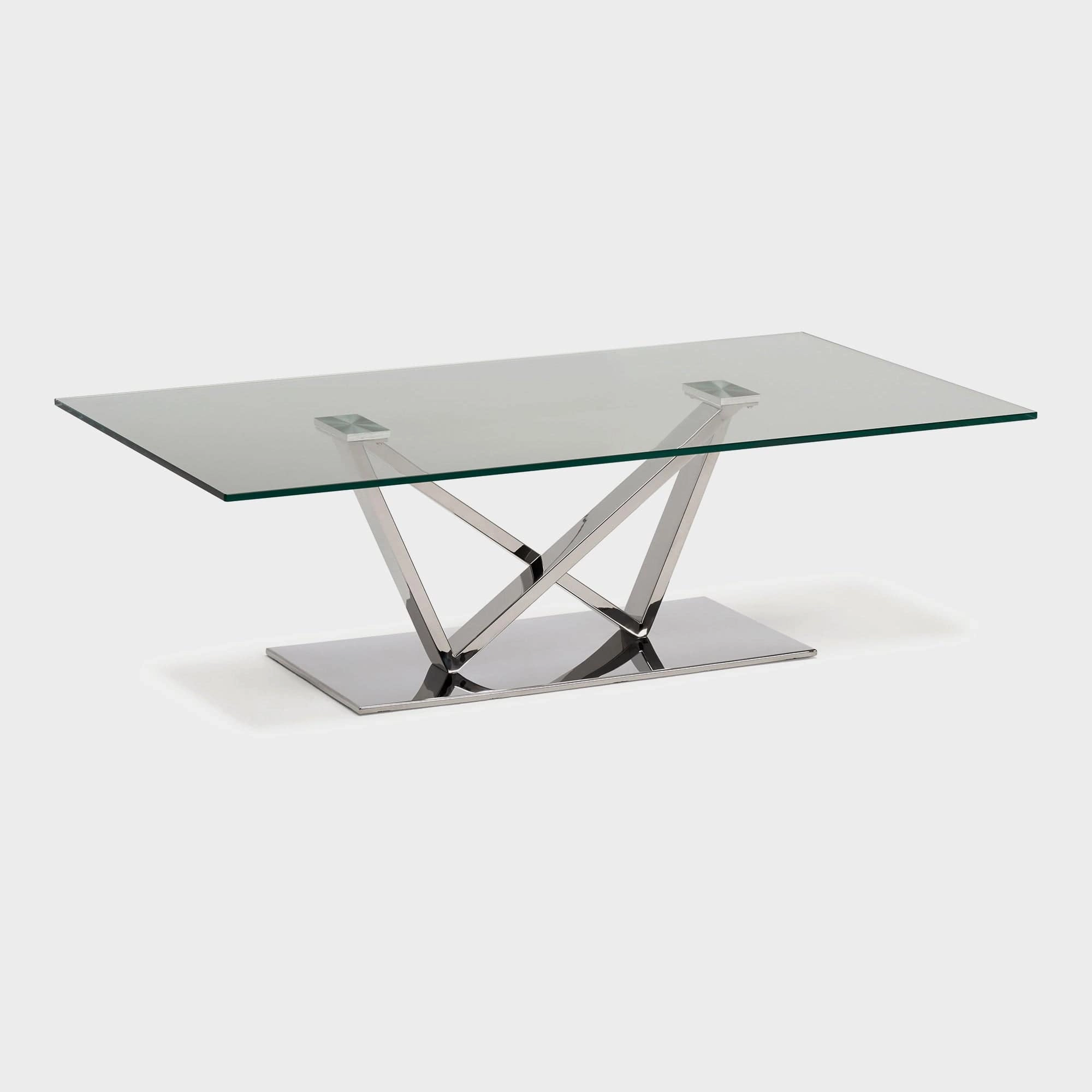 Sirocco - Coffee Table In Clear Toughened Glass & Polished Stainless Steel Baseoutdoor coffee table for patio or lounge