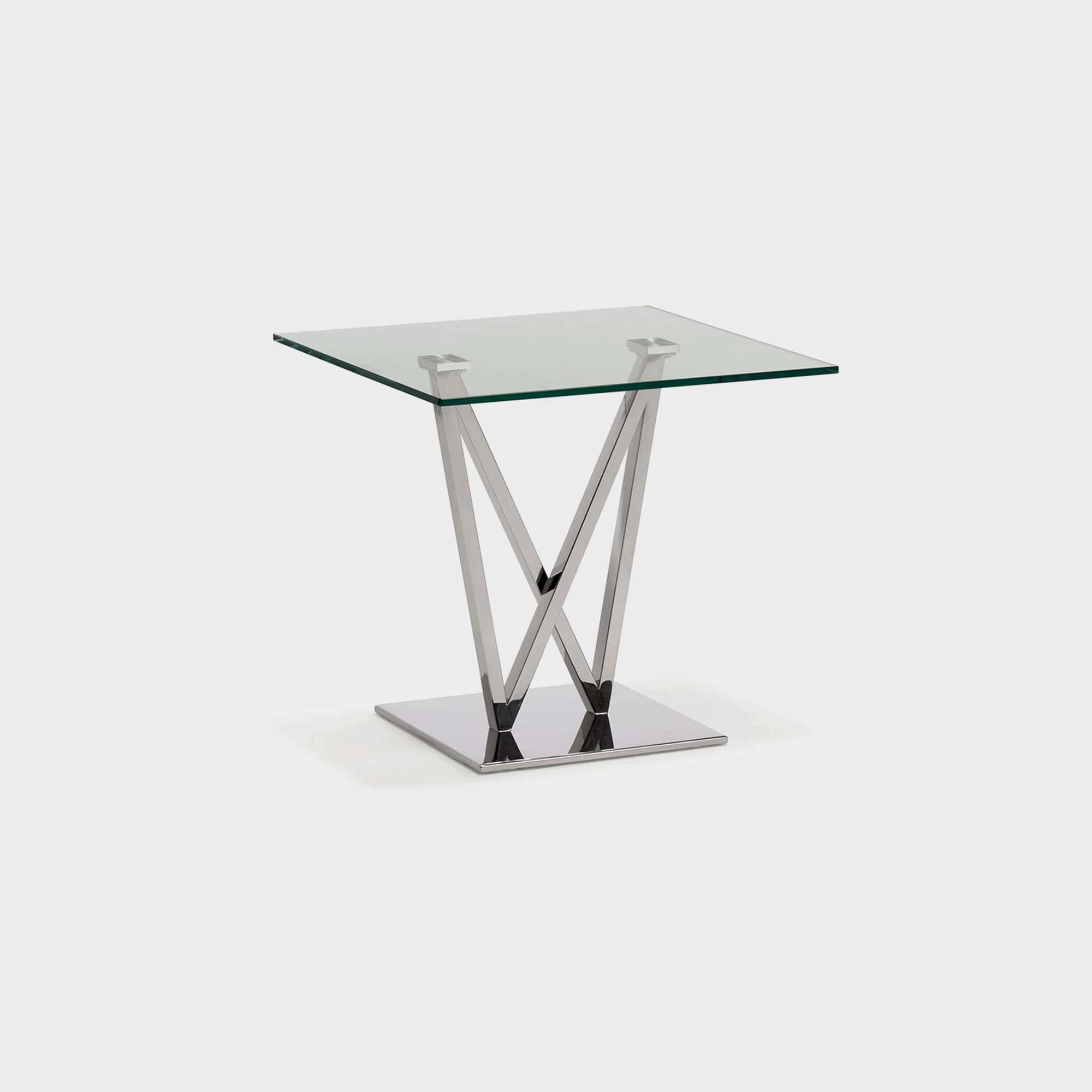 Sirocco - Lamp Table In Clear Toughened Glass & Polished Stainless Steel Baseoutdoor side table for patio furniture