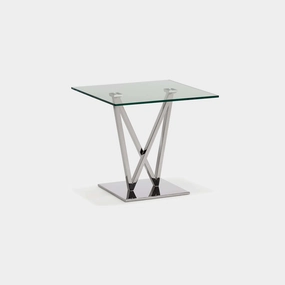 Sirocco - Lamp Table In Clear Toughened Glass & Polished Stainless Steel Baseoutdoor side table for patio furniture