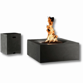 Slick Rock Concrete - Square Horizon Concrete Fire Pit Tableportable outdoor fire pit with lid