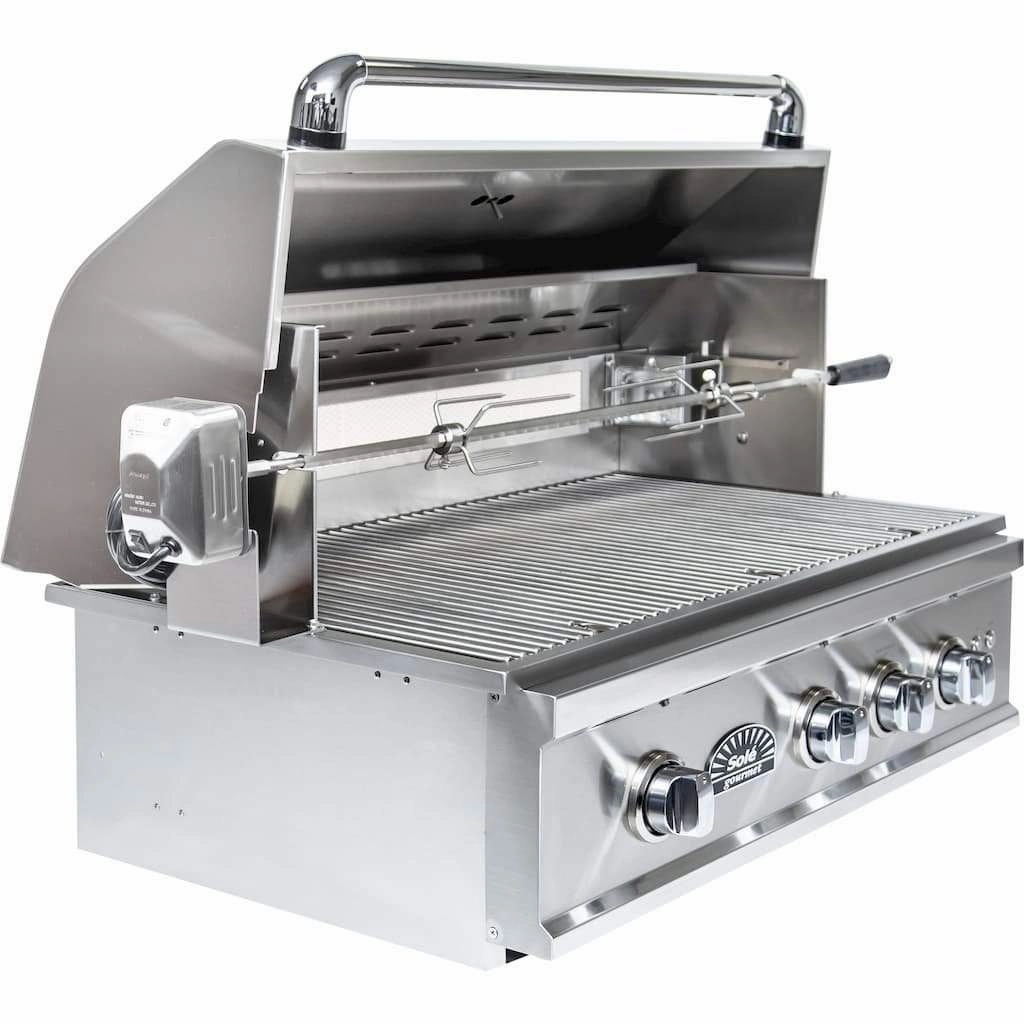 Sole Gourmet 32-inch TR Series 4-Burner Built-In Grill with LED Control Lighting & Rotisserie