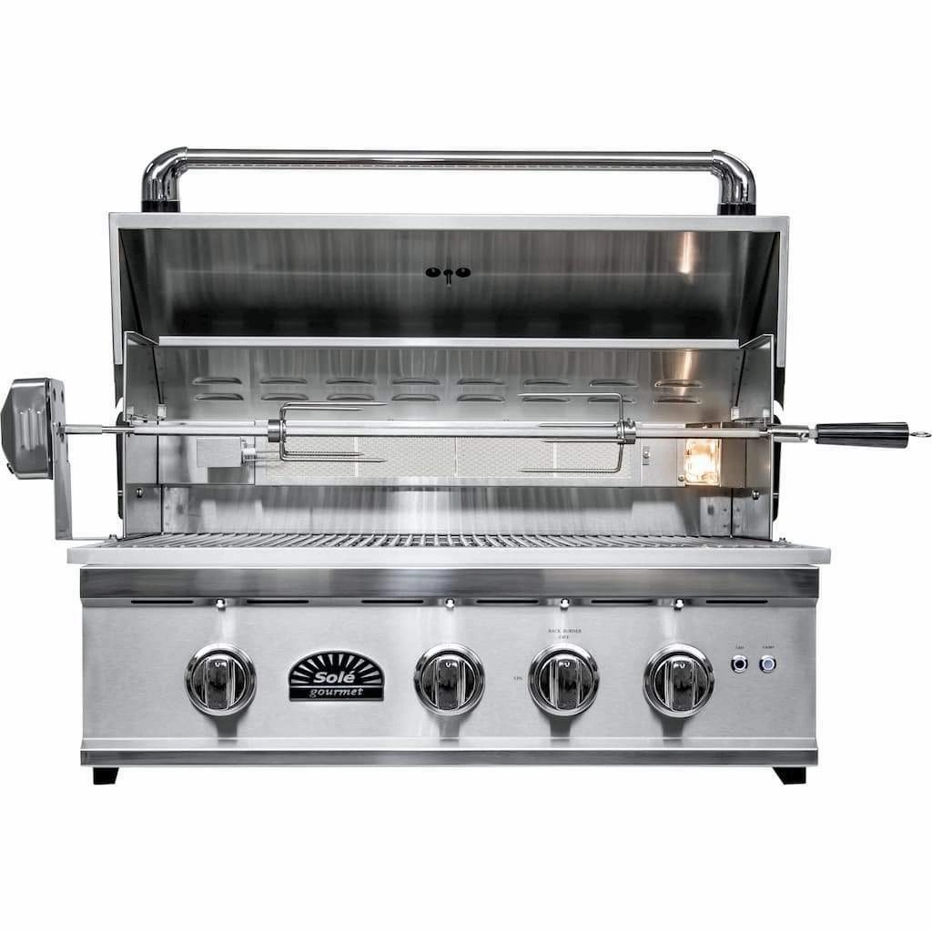 Sole Gourmet 32-inch TR Series 4-Burner Built-In Grill with LED Control Lighting & Rotisserie