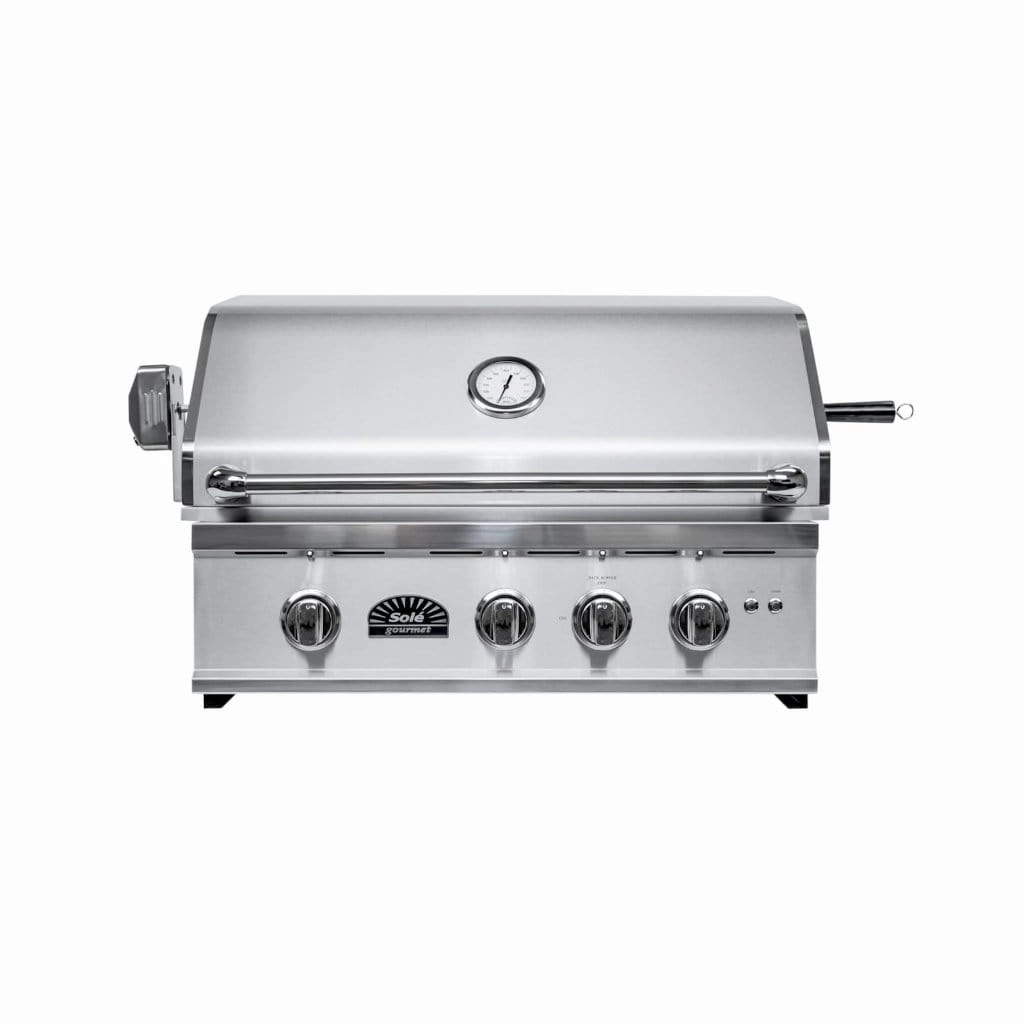 Sole Gourmet 32-inch TR Series 4-Burner Built-In Grill with LED Control Lighting & Rotisserie large capacity charcoal BBQ grills