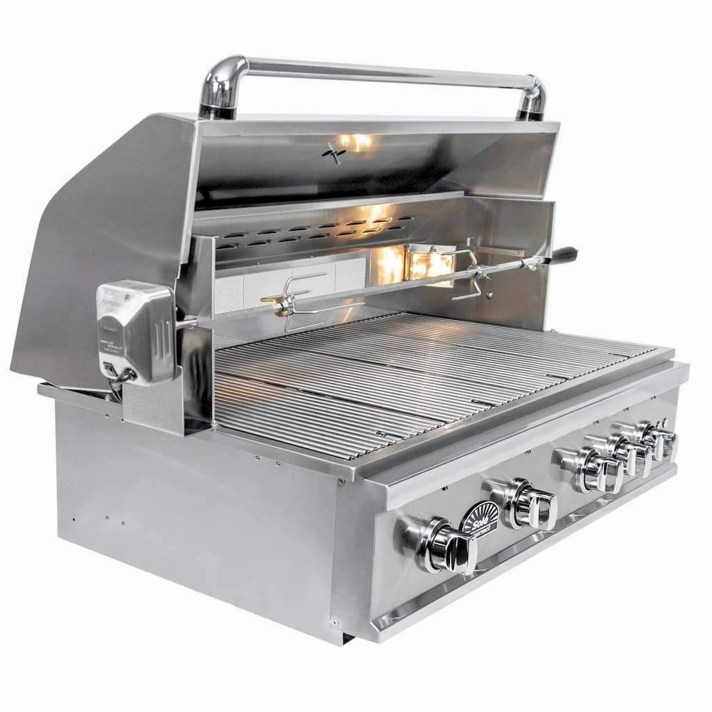 Sole Gourmet 38-inch TR Series 5-Burner Built-In Grill with LED Control Lighting & Rotisserie