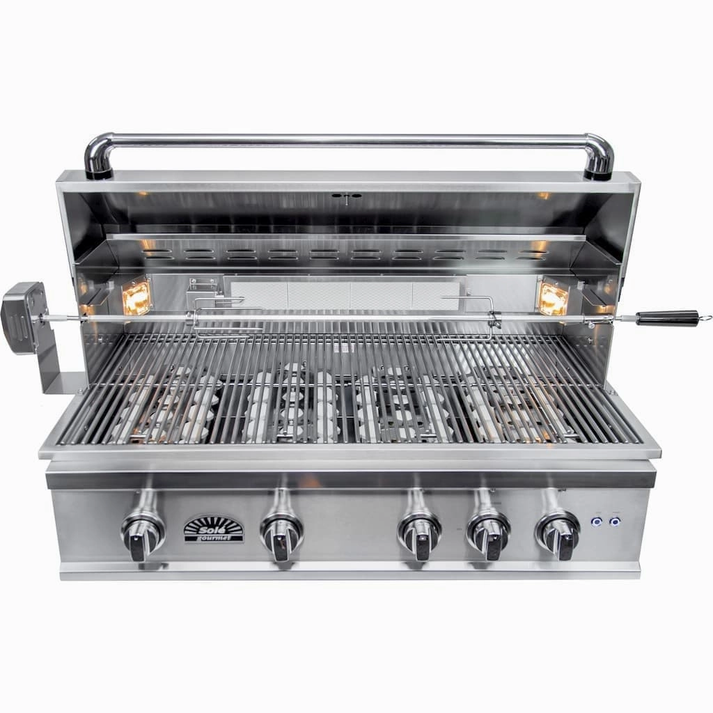 Sole Gourmet 38-inch TR Series 5-Burner Built-In Grill with LED Control Lighting & Rotisserie