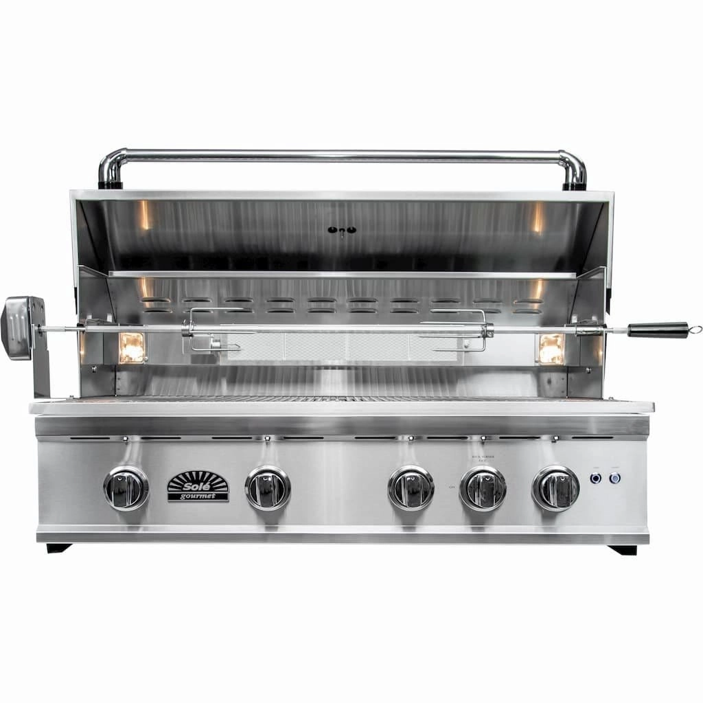 Sole Gourmet 38-inch TR Series 5-Burner Built-In Grill with LED Control Lighting & Rotisserie