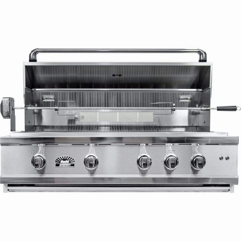 Sole Gourmet 42-inch Luxury Series 5-Burner Built-In Grill with LED Control Lighting & Rotisserie