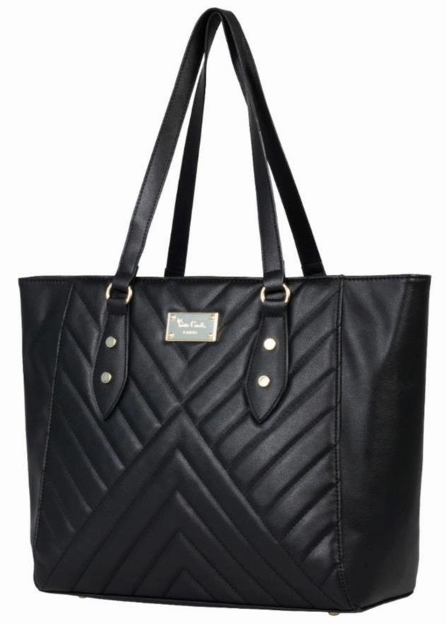 Save Big Online Flash Sale Now Pierre Cardin Noni Quilted Tote Handbag | Black
