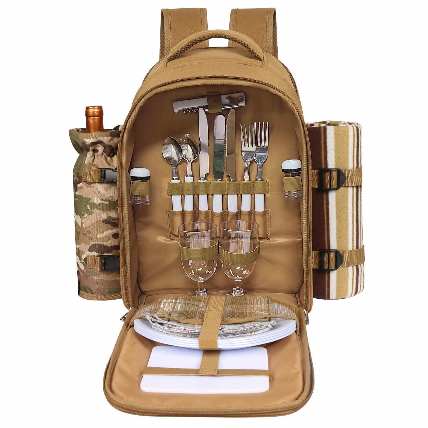 2 Person Picnic Backpack Bag With Wine Pouch, Blanket & Cutlery Set Price Drop Alert Shop Todays Picks