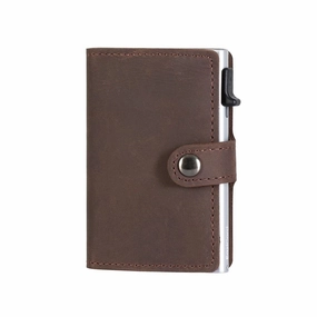 Eazicard Genuine Leather Saddle Rfid Wallet | Dark Brown/Silver Grab Save Today