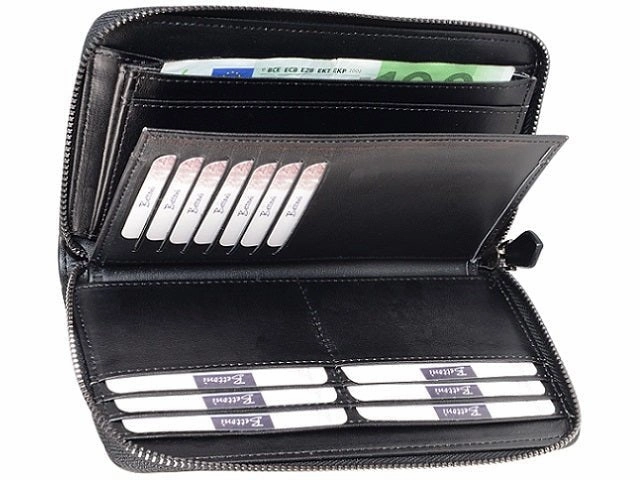 Adpel 13Cc Holder Leather Purse | Black Clearance Event Alert