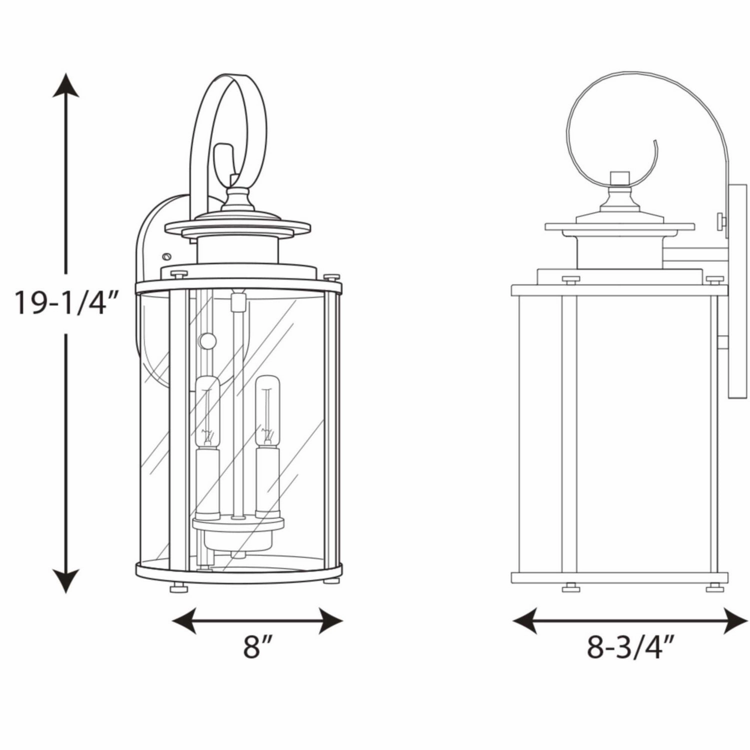 Squire Two Light Wall Lantern Black