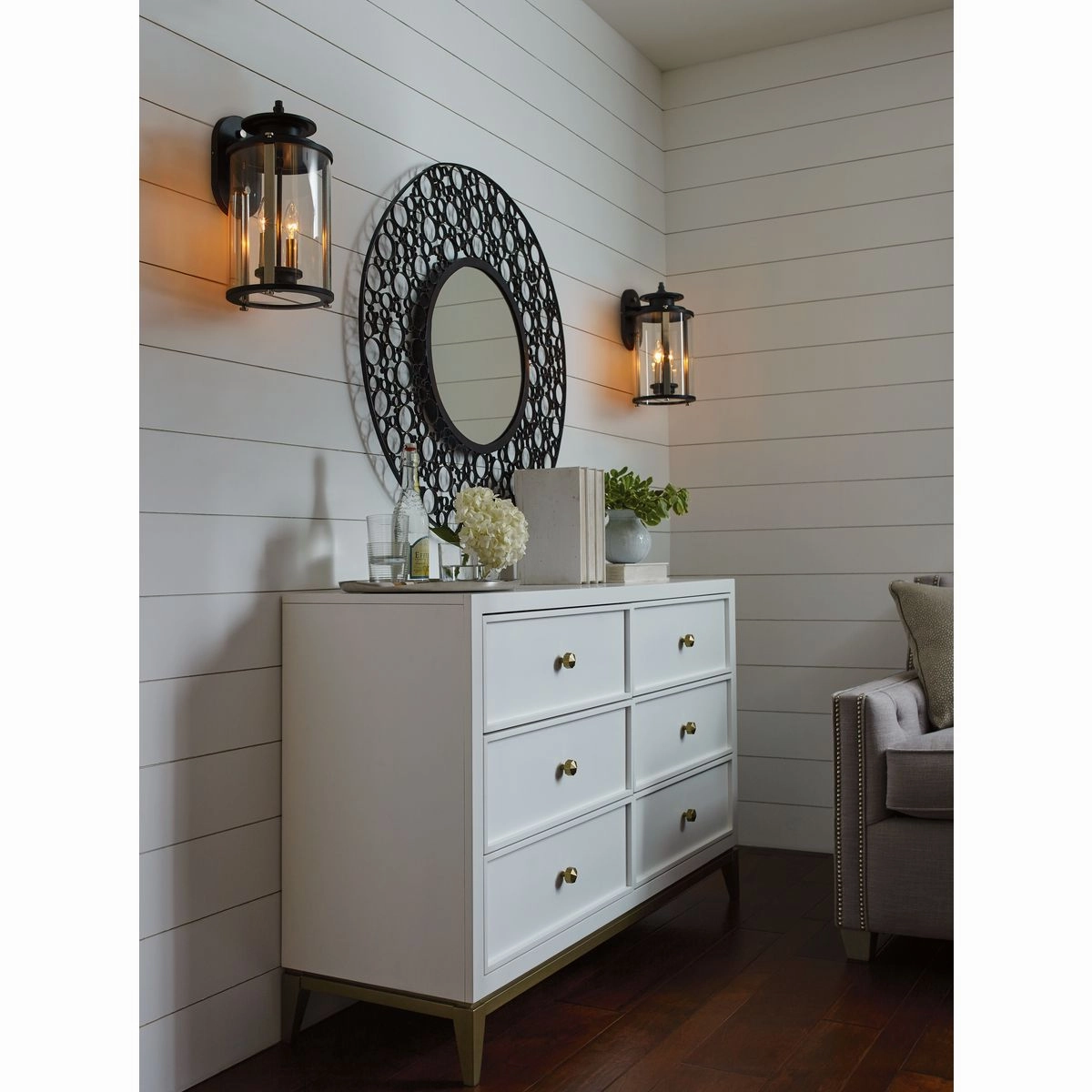 Squire Two Light Wall Lantern Black