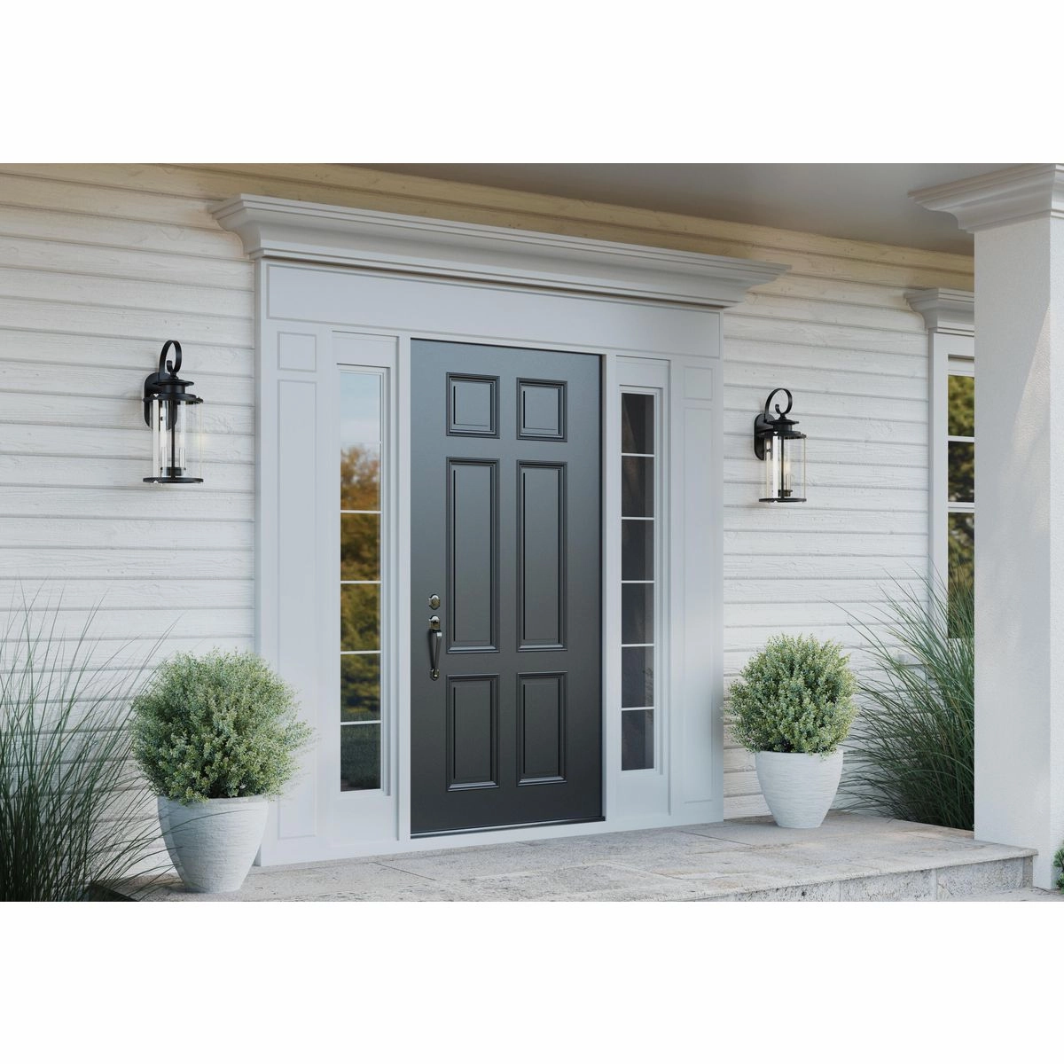 Squire Two Light Wall Lantern Black
